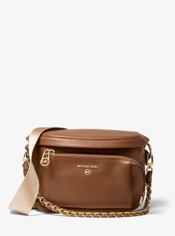 Damske Crossbody Kabelka Michael Kors Slater Medium Pebbled Leather Sling Pack Hnede - Kabelky Michael Kors Slevy | UZDHK-2563